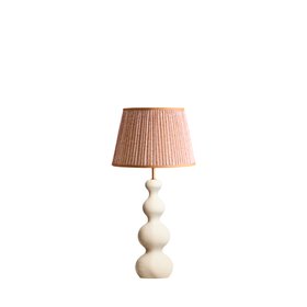 Ellen Merchant Shade In ‘Dirty Rose’ Spriglee Linen With Smaller Wobster Table Lamp In White