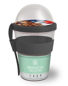 Dual Container Breakfast Pot Cereal And Yogurt Charcoal