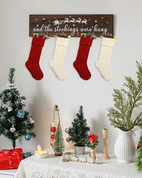 Christmas Stocking Holder with 6 Hangers Red