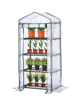 Mini Greenhouse 4 Tier PE Plastic Cover Steel Frame