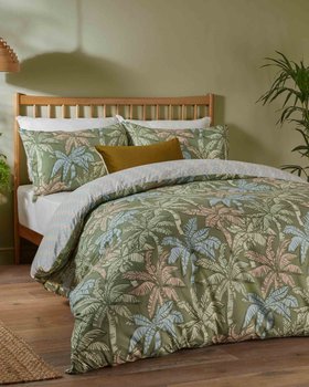 Kentia Soft Touch Duvet Set Single Double King Palm Green