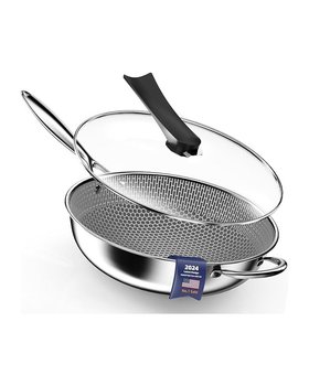 Hybrid 13 inch Deep Fry Wok with Lid Non-stick 1lt