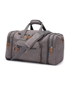 Large Expandable Canvas Holdall 50L/60L Multi-Pockets Grey