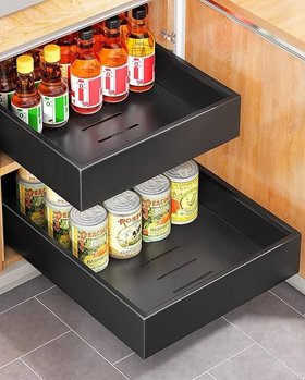 Pull Out Cabinet Organiser Heavy Duty Drawer Black 1pc