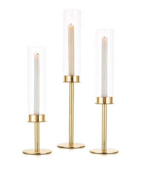 Gold Glass Candlestick Holders 3pcs 48/42/36cm