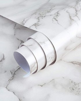 Vinyl Decorative Film Marble Wallpaper Peel Stick White 80x400cm