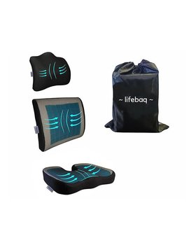 Lifebaq Support Cushion Set For Coccyx Back Neck Black