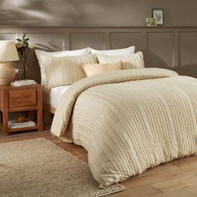 Harrison Stripe Duvet Set Natural Beige Single Double King