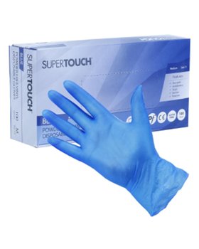 Supertouch Blue Vinyl Powder Free Gloves Large