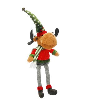 Dangly Legs Reindeer Plush In Red Top 50cm