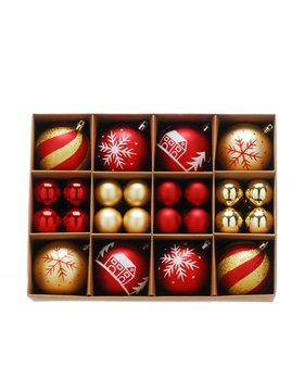 Christmas Baubles Red & Gold Assorted 40 Pack