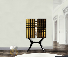 Vicenza Gold Leaf & Mirrored Drinks Cabinet 