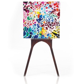 Giovanni Ceramic, Caviuna Wood & Gold Leaf Drinks Cabinet