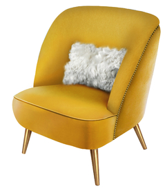 Amazon Cotton Velvet Upholstered Pinewood & Brass Chair