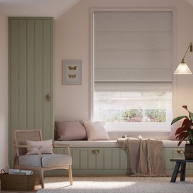 Electric Cavendish Warm Stone & White Double Roman Blind