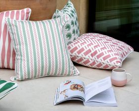 Barnaby Cushion - Green & Pink