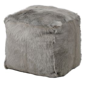 Goat Fur Pouffe - Grey