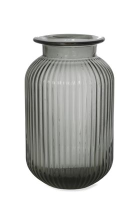 Garden Trading Ribbed Vase, Small In Smoke  - Glass   
