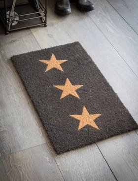 3 Stars Doormat Small Charcoal