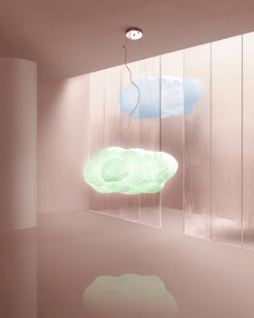 Pendant Lamps | blush pink paint kids corner with Cloud mint green and sky blue pendant lamp