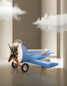 Kids Bed | neutral paint bedding area with the light blue Sky One Plane bed