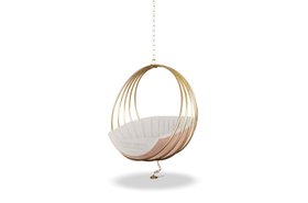 Kids Chair | Tinkerbell suspension chair in gold and blush pink tones