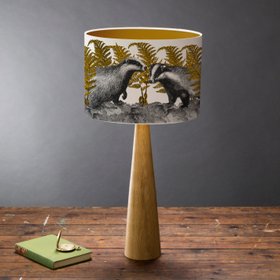 Badgers in Bracken Lampshade