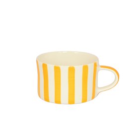 Keramik Becher "Candy Stripe" Kurkuma-Gelb