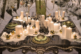 Tavolo di Natale verde bianco oro