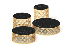 Cabaret | Tavolo con piano in marmo nero e gambe finitura oro