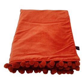 Belinda Burnt Orange Velvet Throw With Bobble Trim