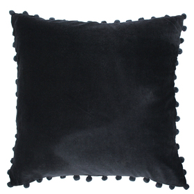 Arabella Black Velvet Pom Pom Cushion