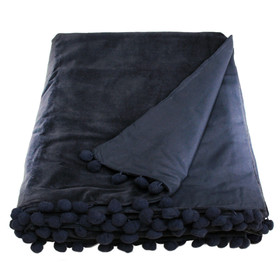 Belinda Black Velvet Throw With Bobble Trim