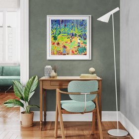 'Rainforest Banana Bonanza, Costa Rica', 24x24 inches acrylic on canvas. Tropical Costa Rica Painting by British Artist John Dyer