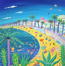 'Sexy Curves, Nice', 30 x 30 inches acrylic on canvas. Cote d'Azur South of France Painting by British Artist John Dyer