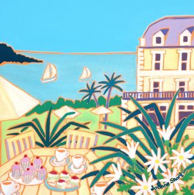 'Afternoon Tea at the Hotel, Fowey'. Limited Edition Print by Cornish Artist Joanne Short