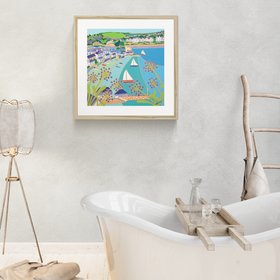 Joanne Short open edition print of Polruan in a Bohemian Style Bathroom With Tub