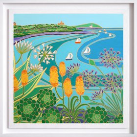 Framed Castle Beach Summer, Falmouth. 24 X 24 Inches Oil On Canvas By Joanne Short