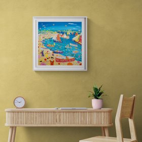 Framed Sea Salts And Sail Festival, Mousehole. 24 X 24 Inches Acrylc On Canvas By John Dyer