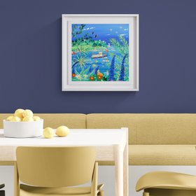 Framed Watching The Ferry Go By, St Mawes. 18x18 Inches Acrylic On Canvas By John Dyer