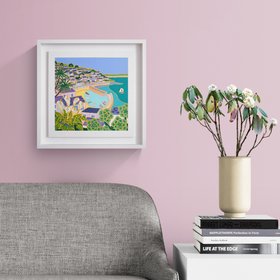 Framed Cornish Cottage Garden, Mousehole. 12x12 Inches Oil On Canvas By Joanne Short