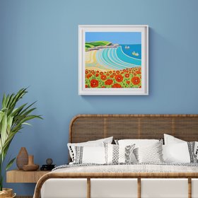 Framed Poppies Galore, Polly Joke. 24 X 24 Inches Oil On Canvas By Joanne Short