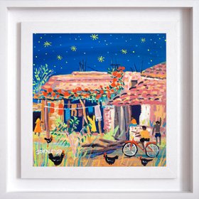 Framed ‘Gond Village Life, Pipariya, Pench, India’    12 X 12 Inches Acrylic On Canvas By John Dyer