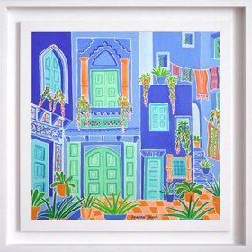 Framed ‘Doors Of The Blue City, Jodhpur, India’. 18x18 Inches Oil On Canvas By Joanne Short