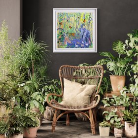 'We are all the Forest, Pench, India', 24x24 inches acrylic on canvas. Original Painting, Pench Tiger Reserve, by British Artist John Dyer.