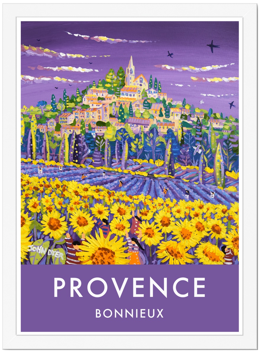Bonnieux, Provence, France. Vintage Style Travel French Wall Art Poster Print by John Dyer.