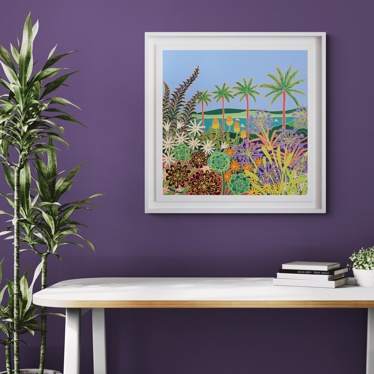 'Botanical Symphony, Tresco Abbey Gardens’. 24x24 inches oil on canvas. Painting of Cornwall by Cornish Artist Joanne Short