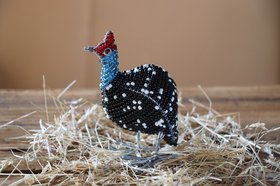 PERLHUHN 10 cm aus Draht & Perlen