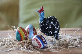 PERLHUHN 10 cm aus Draht & Perlen