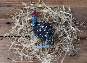 PERLHUHN 10 cm aus Draht & Perlen